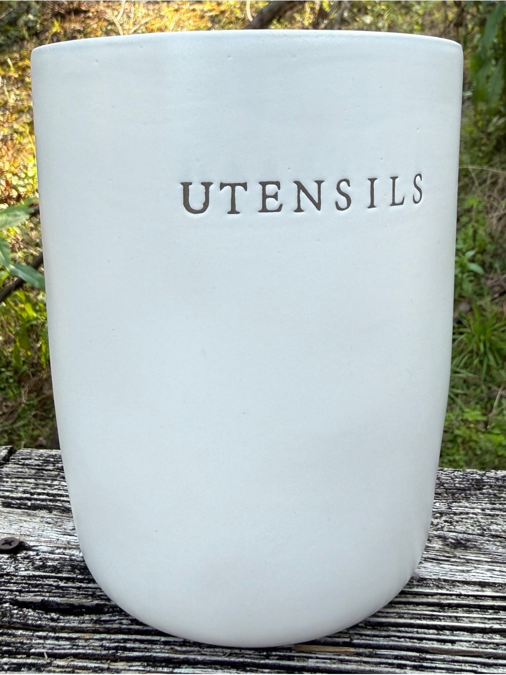 . Hearth & Hand by Magnolia Farmhouse Cream Stoneware Utensils Holder Canister - Picture 3 of 15